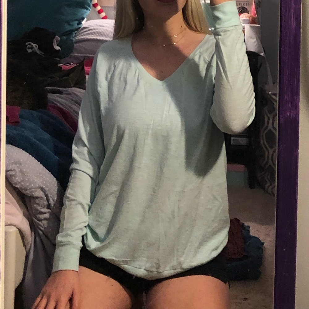 Teal long sleeve Pink shirt